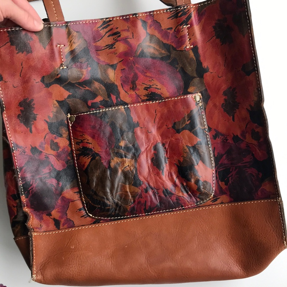 Patricia Nash Leather Bag Floral suede large tote